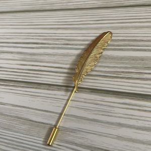 Men’s Suit Accessory | Feather Lapel Pin | Wedding Suit Metal Stick Pin | Jacket